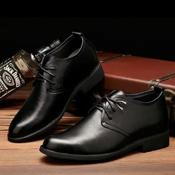 Бизнес кожени обувки, мъжка официална дреха, есенна дишаща Мъжки обувки в корейски стил, Модни мъжки обувки на британския стил, Студентски обувки с дебели подметки, H