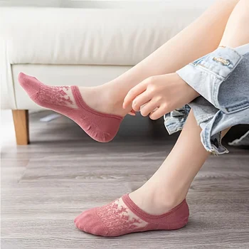 Дамски чорапи, Дантелени чорапи с ниска тръба за почивка и модни дамски чорапи Фини (летни) Чехли-носочки