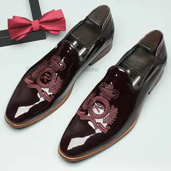 Мъжки Лоферы в есенно-летен стил, Оксфорд обувки, Сватба парти, Танци, Черни мъжки модел обувки без обков от естествена кожа, Ежедневните бизнес