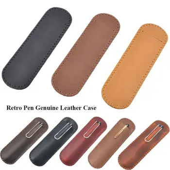 Ретро-джоб за химикалки, ръчно изработени от естествена кожа 166*53 mm, кожена чанта за моливи, креативна канцелярская корица за моливи 7 цвята