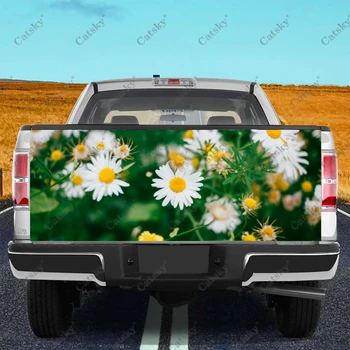автомобилни стикери с цветя маргаритки, боядисване на задната част на каросерията на камион, е подходящ за болки в камион, аксесоари за опаковане на автомобили, стикери